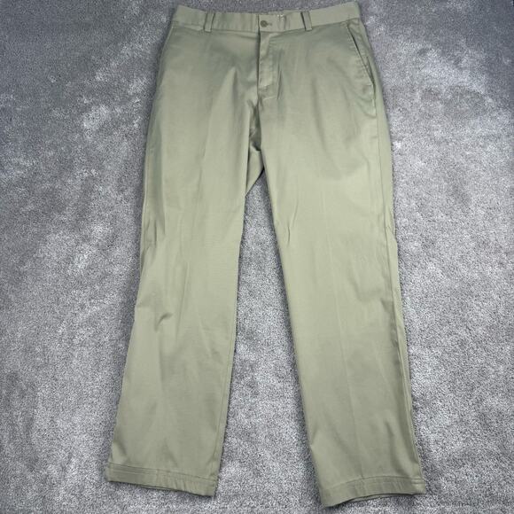 Khaki Nike Golf Dri-Fit Pants Size 32x30 Beige Flat Front Chinos Performance - Picture 1 of 4